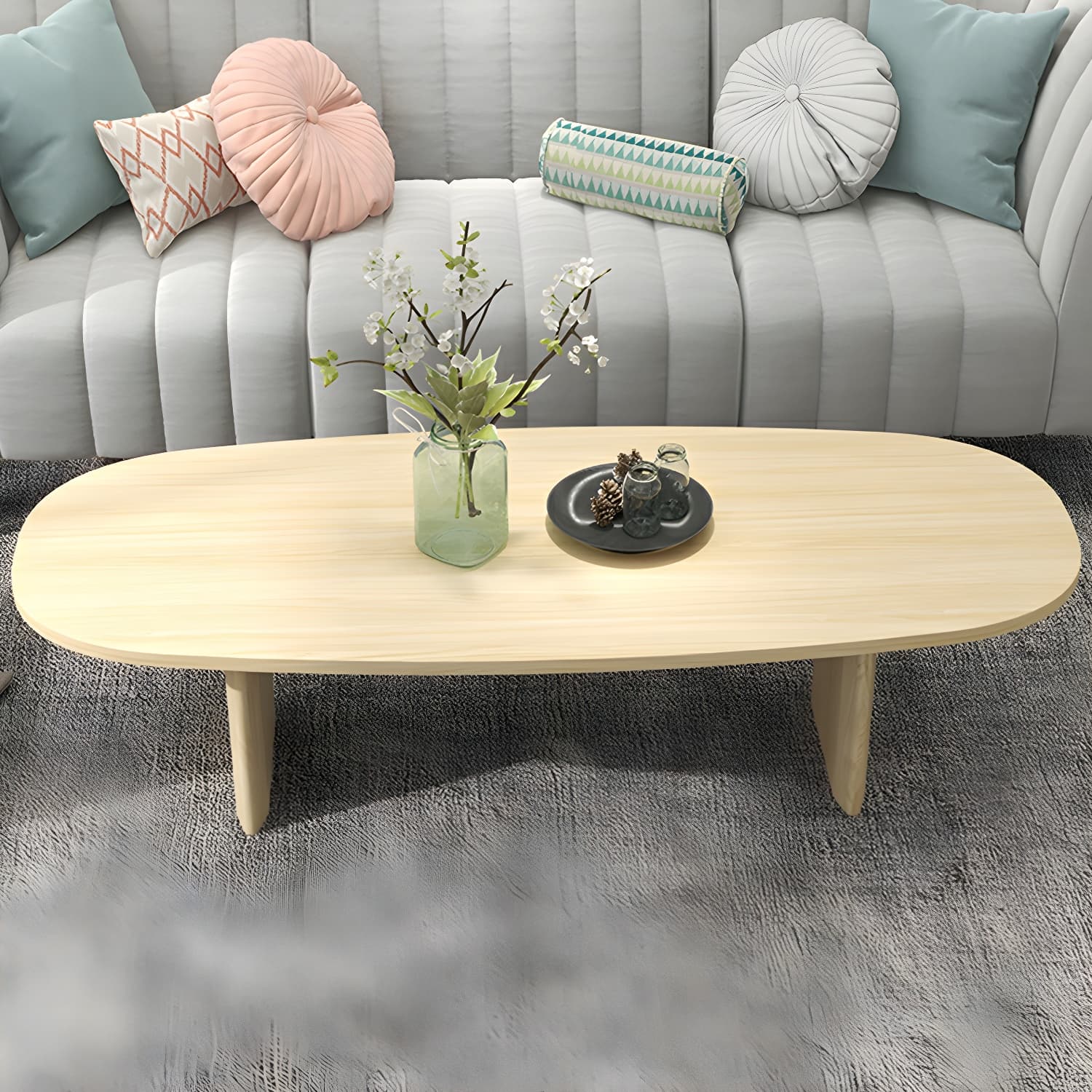 Rectangular Modern Coffee Table with Wood Base - Non-Upholstered - image 18