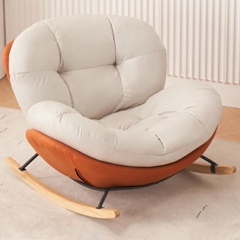 Chic Upholstered Small Rocking Chair in Natural Wood with Tufted Back and Stylish Modern Design - image 8