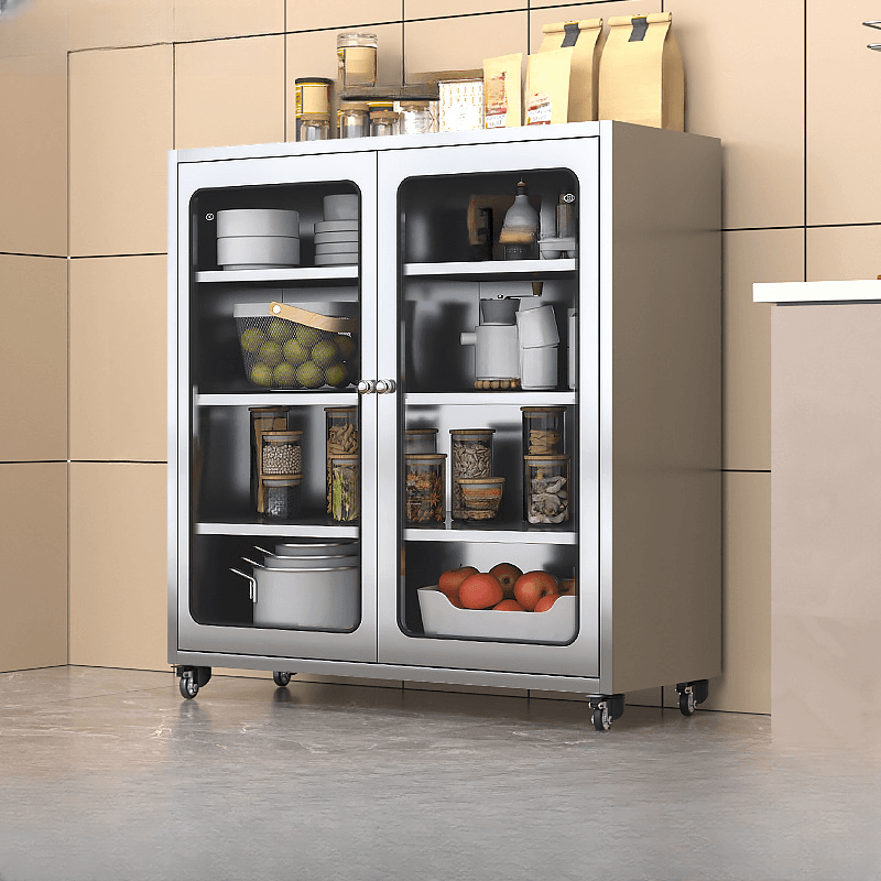 Metallic Sideboard on Roller Wheels with Stainless Steel Countertop - image 6