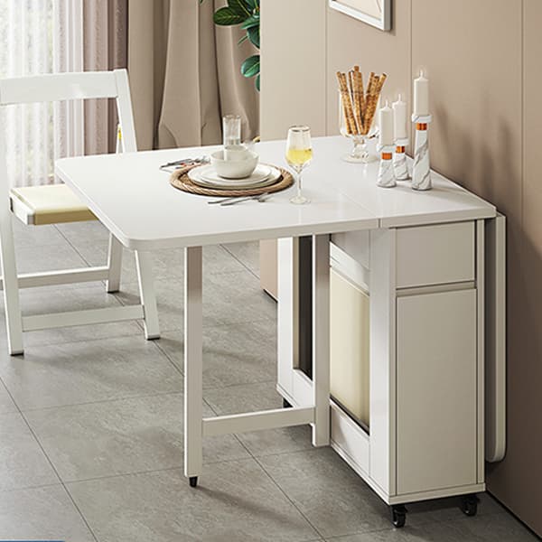Scandinavian Wood Drop Leaf Dining Table with Storage and Expandable Design - image 6