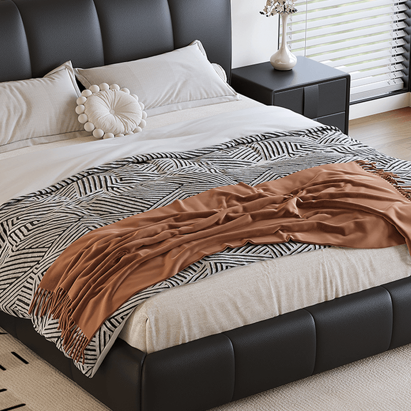 Ink Simplistic Storage Bed/Platform Bed in Genuine Leather with Leg for Bedroom - image 8