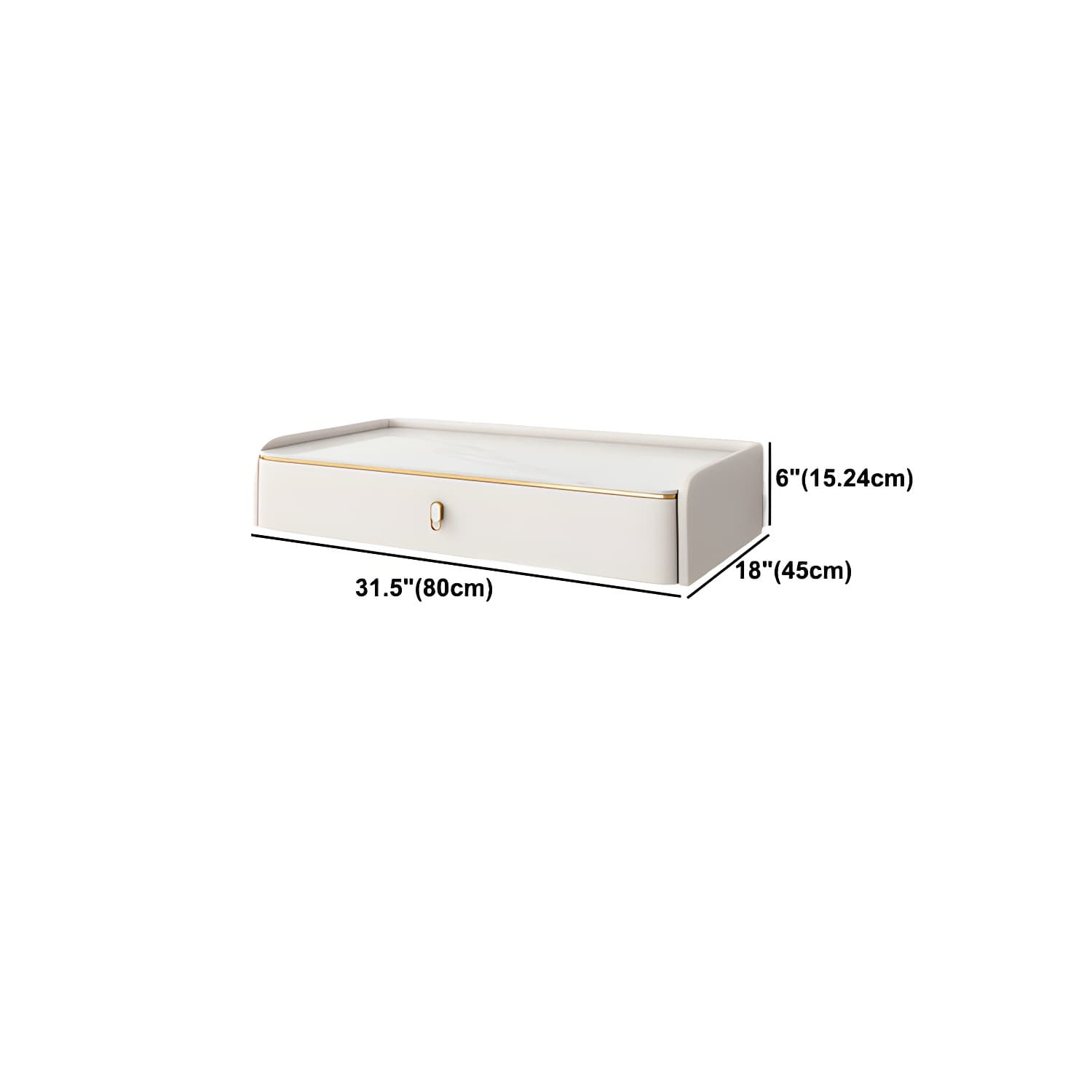 Glam Style Off-white Slate Countertop Wall Mounted with 1/2 Drawer Dresser - image 17