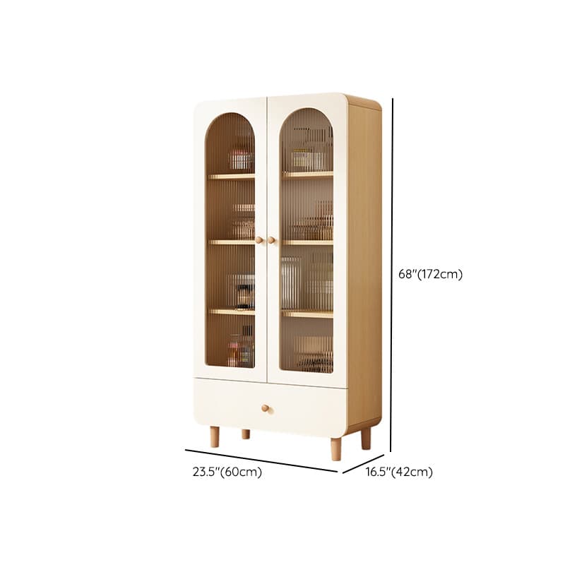 Modern White Lumber Narrow Sideboard with Single Drawer, 4 Shelves/Three Internal Shelves/Two Internal Shelves, Glass-panel Door - image 16