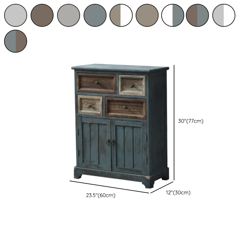 Industrial Detached Utility Cabinet with Distressed Wood and 4 Drawers Featuring Loop Pulls - image 13