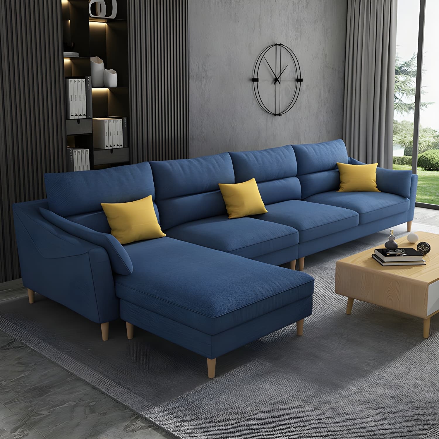 Scandinavian Wood Frame Straight Modular Sofa with Slipcover and Ottoman in 3 Piece Set - image 8