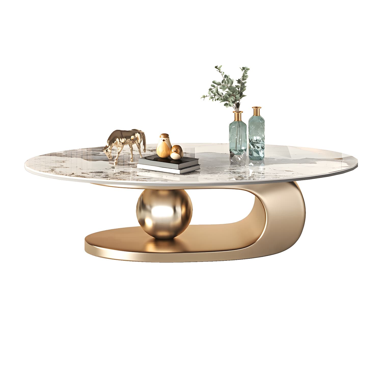 No Distressing Slate Coffee Table Pedestal Oval Single Coffee Table - image 7