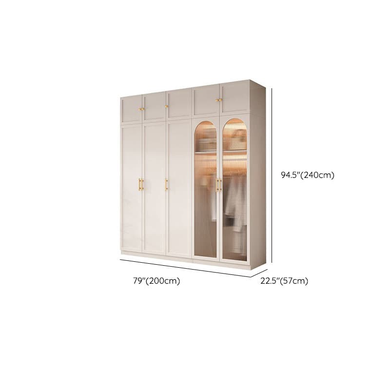 Simple Beige Engineered Wood Freestanding Armoire Cabinet with Soft Close Door, Clothing Rod & Interior Shelves - image 29