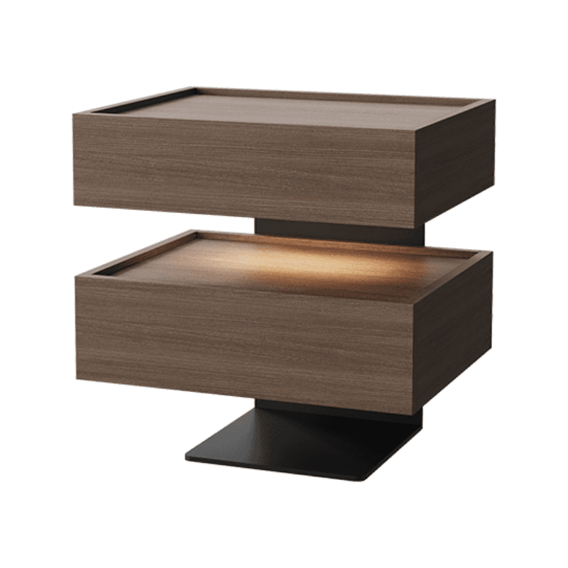 Organic Modern Open Nightstand with Composite Wood and Illuminating Feature - image 4
