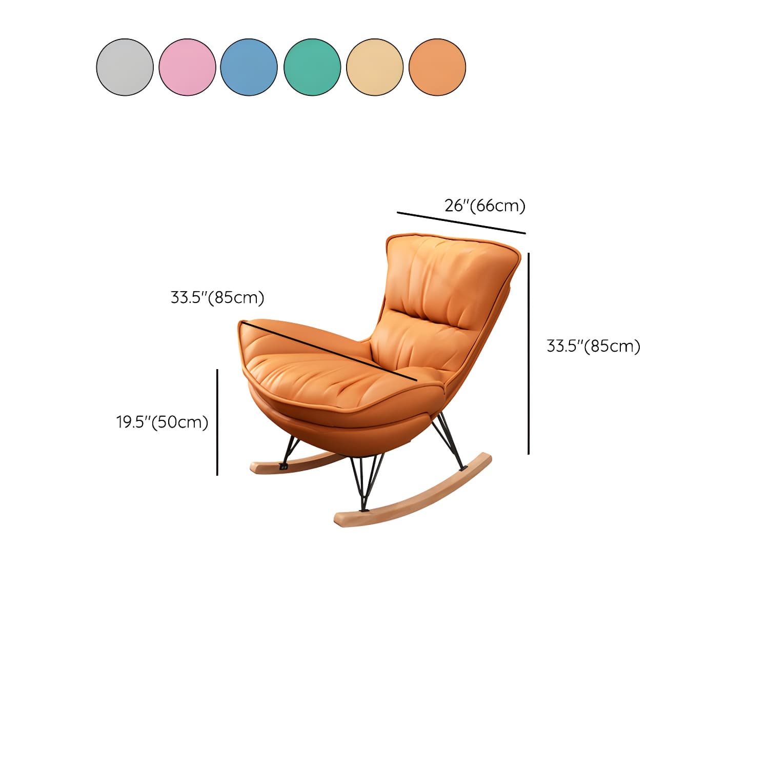 Modern Glider Chair Pure Color Metal Dark Legs Rocking Chair with Ottoman - image 19