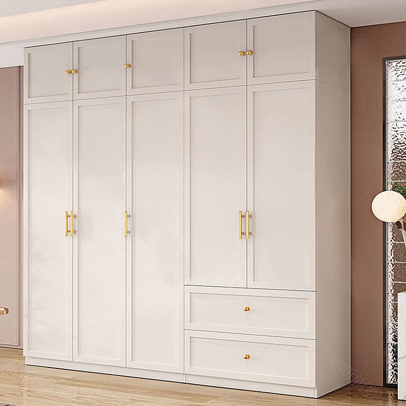 Simple Beige Engineered Wood Freestanding Armoire Cabinet with Soft Close Door, Clothing Rod & Interior Shelves - image 3