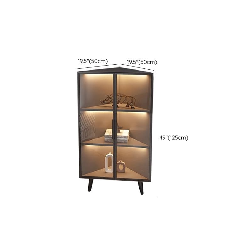 Dove Grey Scratch-immune Corner Accent Cabinet with Cabinet, Glass-panel Door, Adjustable Shelving and Handle Bars - image 15
