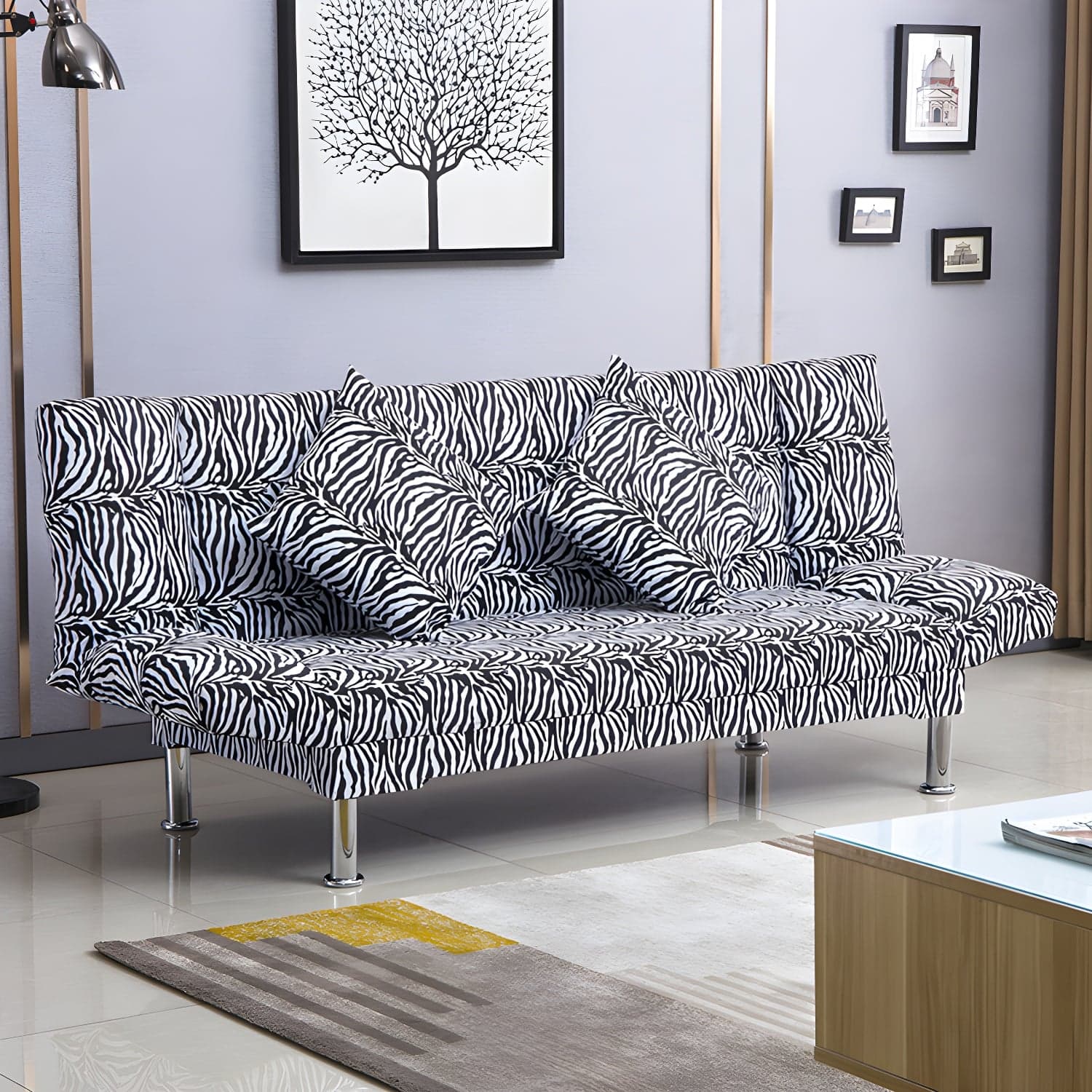 Silver Transitional Modern Tight Back Sofa Bed 29.53"High Armless Sofa Bed - image 5