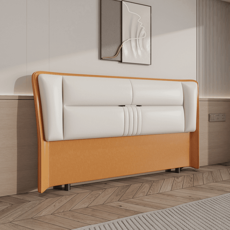 Trendy Wingback Headboard with No Distressing in Natural Wood, Rectangle Shape for Full/Queen Bed with Sponge Upholstery and Standard Height - image 7