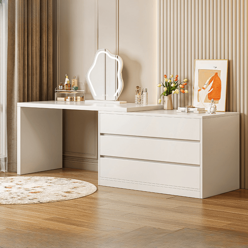 Chalk Modish Wood Makeup Vanity with Standard Length and Non-Upholstered Chair(s) - image 3