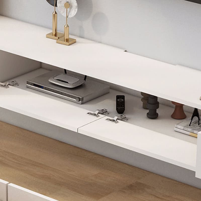 Deco Wall Mounted Wood TV Stand in White with 2 Drawers and 1 Cabinet - image 5