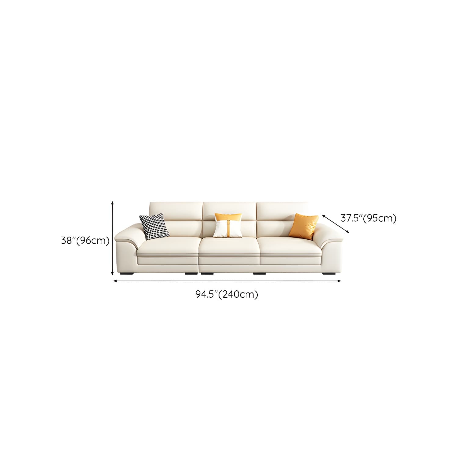 Modern Beige Stationary Sectional Sofa in Scratching Cloth with Wood Frame and Pillow Top Arms - image 16