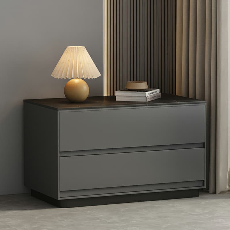 Modern Two-Drawer Wood Nightstand - Small Size - No Distressing - 40cm Width - image 4