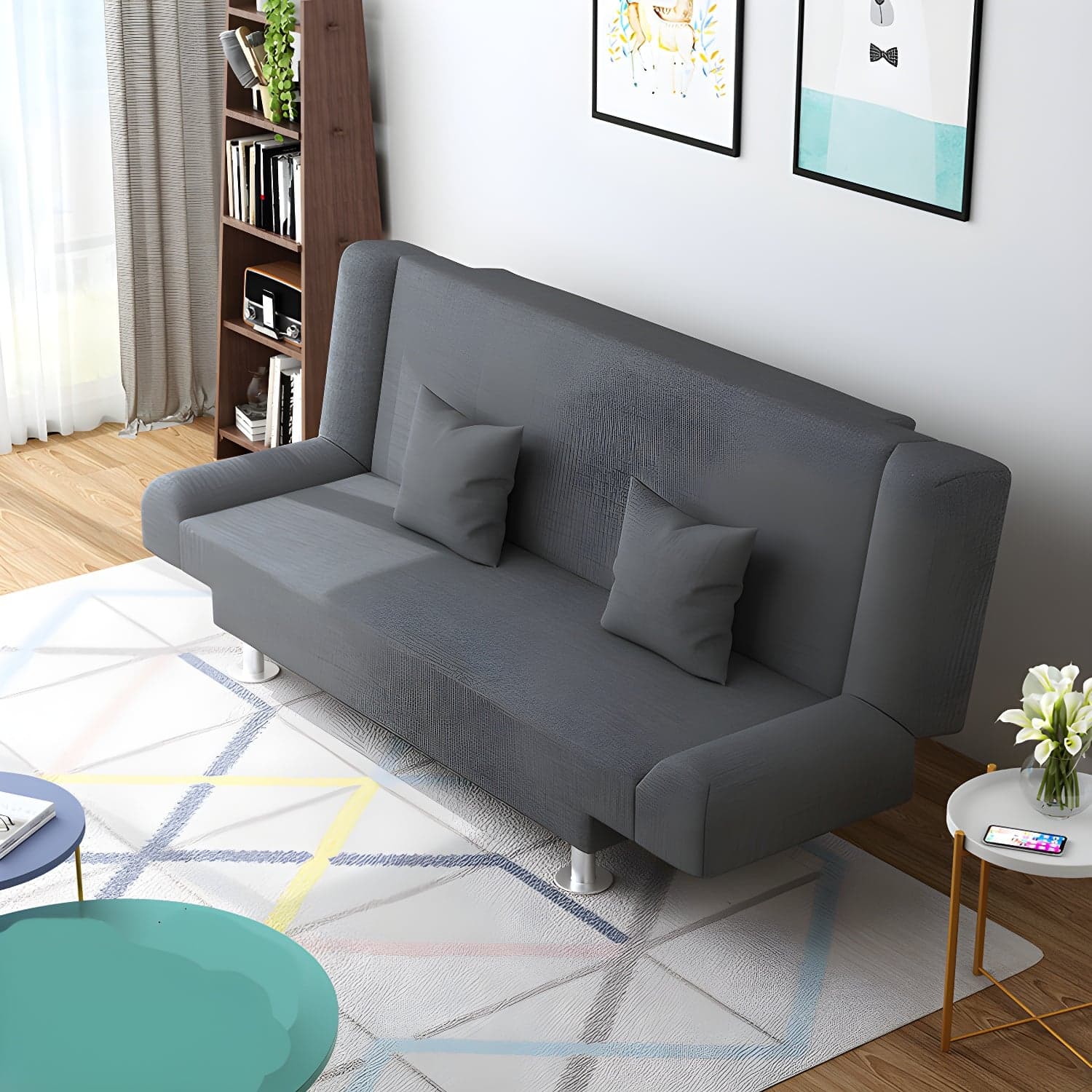 29.53"H Linen Armless Convertible Sleeper Sofa Bed for Living Room - image 3