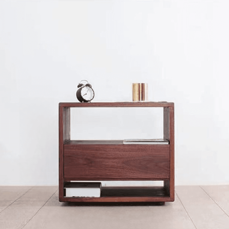 Solid Wood Open Shelf Nightstand with 1 Drawer in a Modish Style - image 11