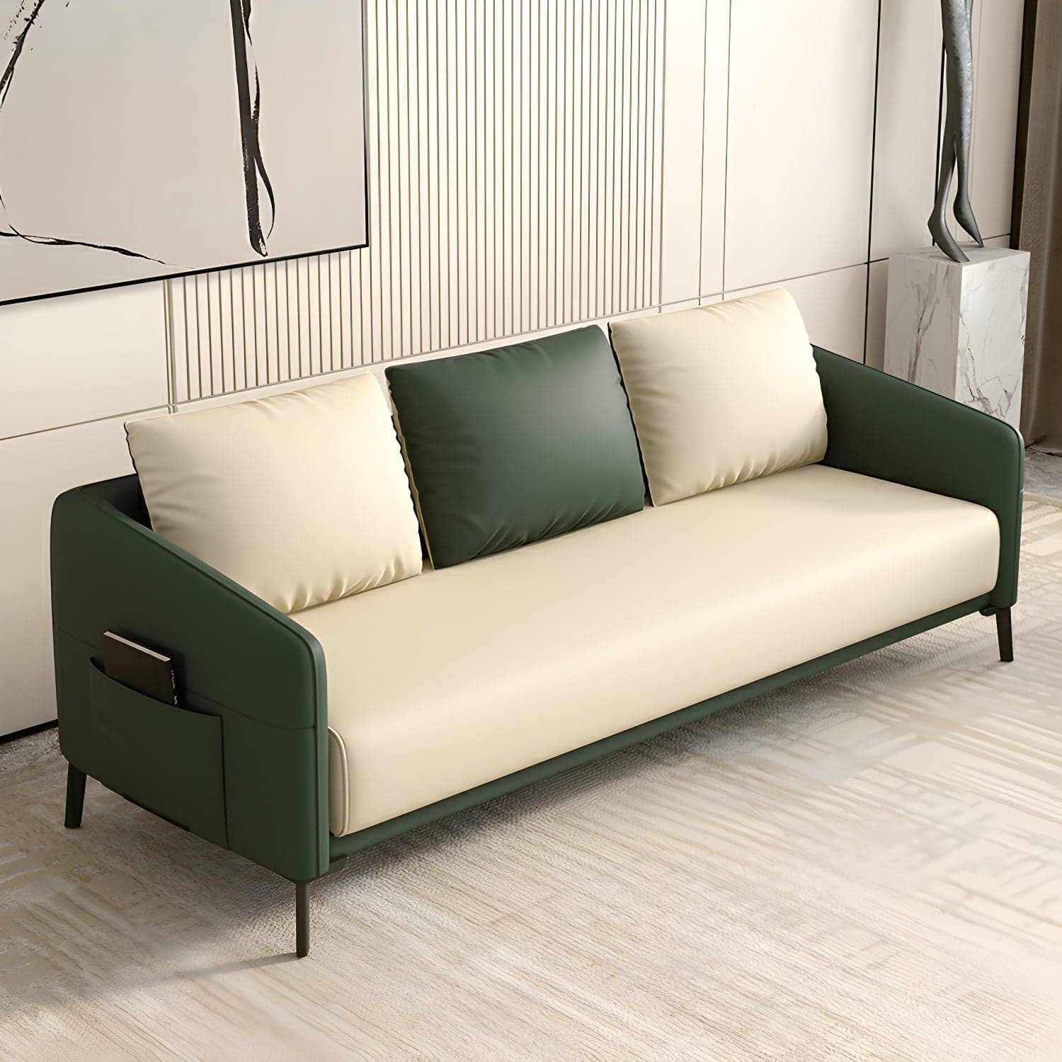Modern Wood Frame Standard Sofa with Square Arms in Solid Color & Tear Resistant - image 4