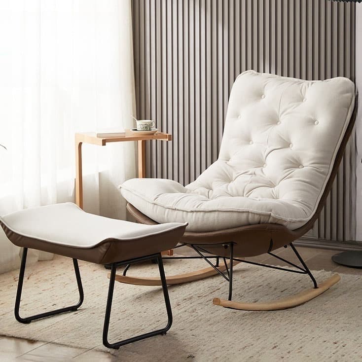Modish Sand Ash Upholstered Rocking Accent Chair with Spindle Back and Stain Resistant - image 6