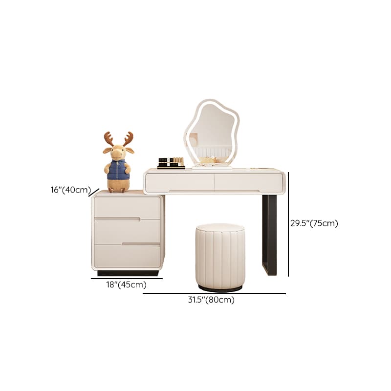 Large/Standard Stone Vanity Set with White Upholstered Chair, 5/8 Drawers, Mirror Lights, and Lighting - image 13
