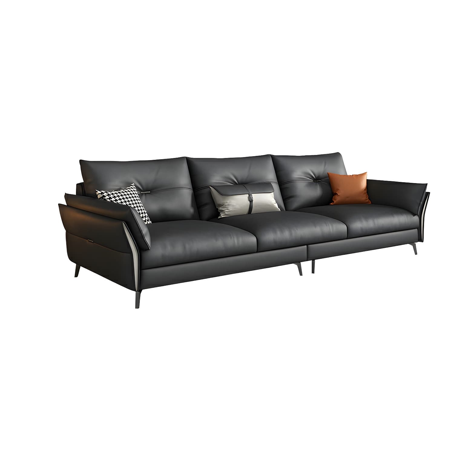 Modern Gray Tufted Sectional Sofa with Flared Arms and Wood Frame - image 5