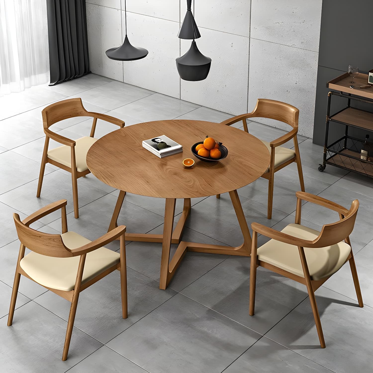 Modern Style Round Solid Wood Dining Set 1/2/4/5 Pieces Dining Set for Dining Areas - image 3