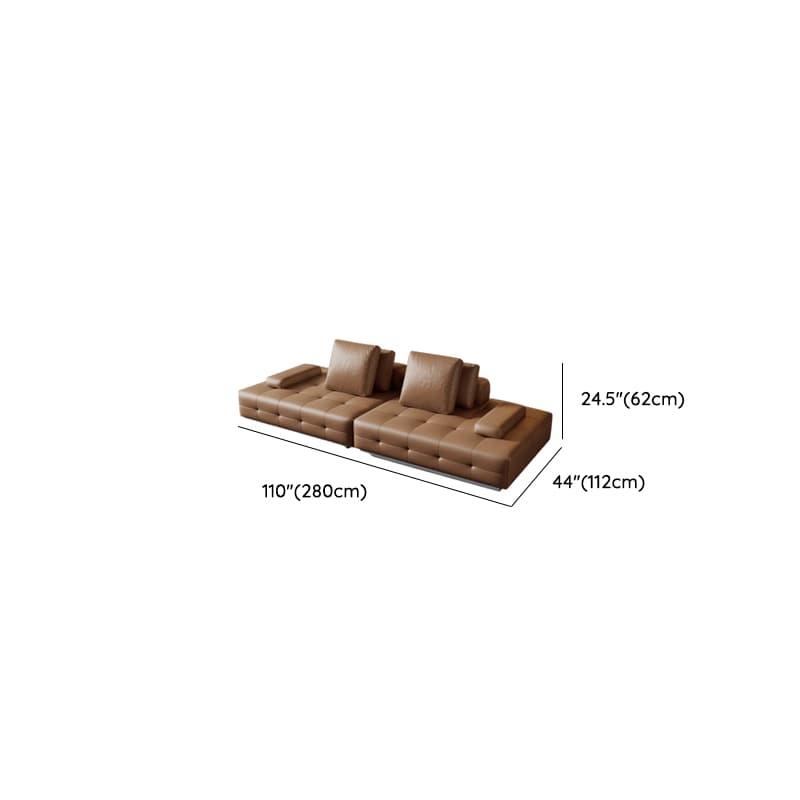 Tear Resistant Standard Sofa in Coffee Leather with 4 Pillows - image 12