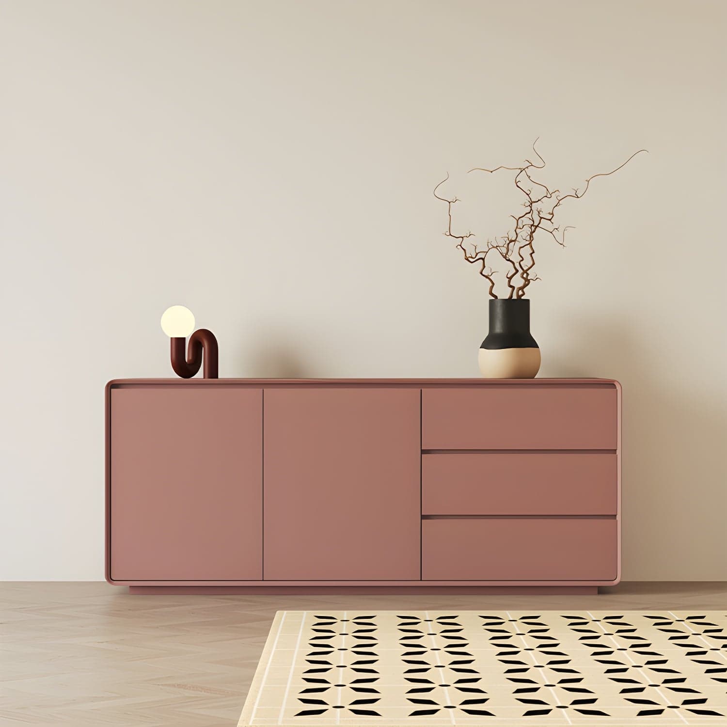 Wood Sideboard with 2 Doors and 3 Drawers, Overall Dimensions 40cmW x 80cmH - image 4