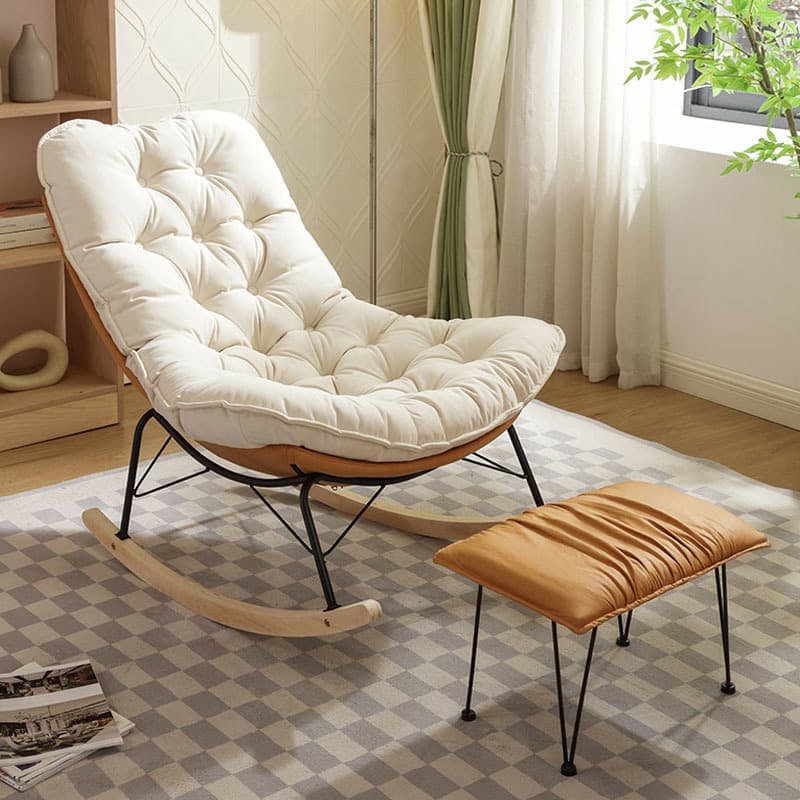Upholstered Rocking Chair with Wood Legs - Armless Design, Resistant to Scratches and Stains - image 14