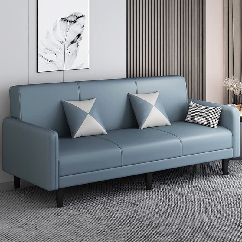 Convertible Sofa in Gray/Cerulean/Off-White with Armrest and 3 Pillows - image 14