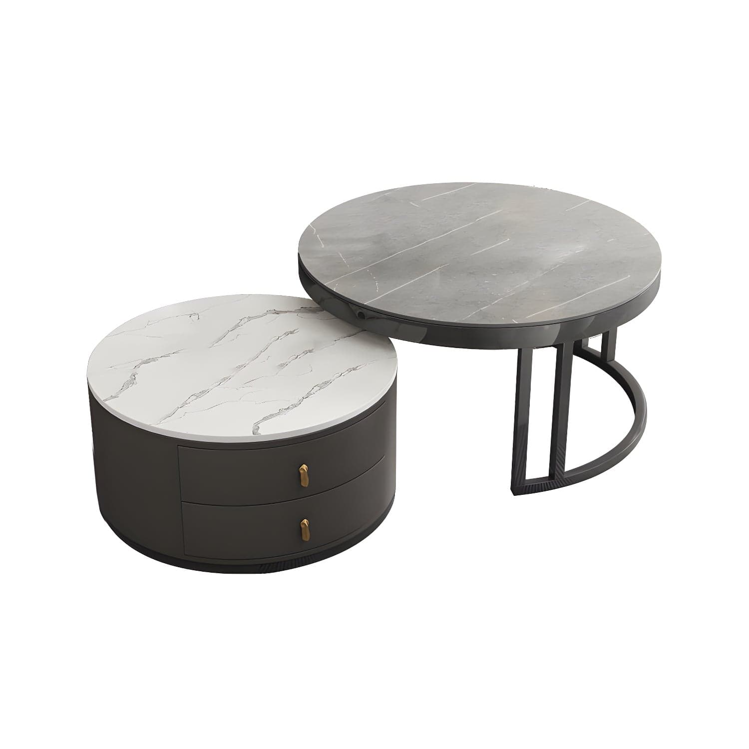 Round Tropical Coffee Table Storage 2 Nesting Coffee Table Set - image 5
