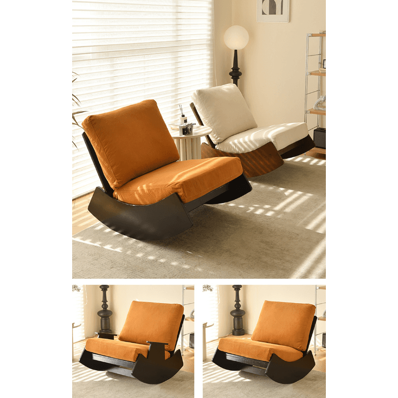 Modern Simple Style White/Lime Green/Grey Upholstered Cushioned Living Room Rocking Chair - image 24