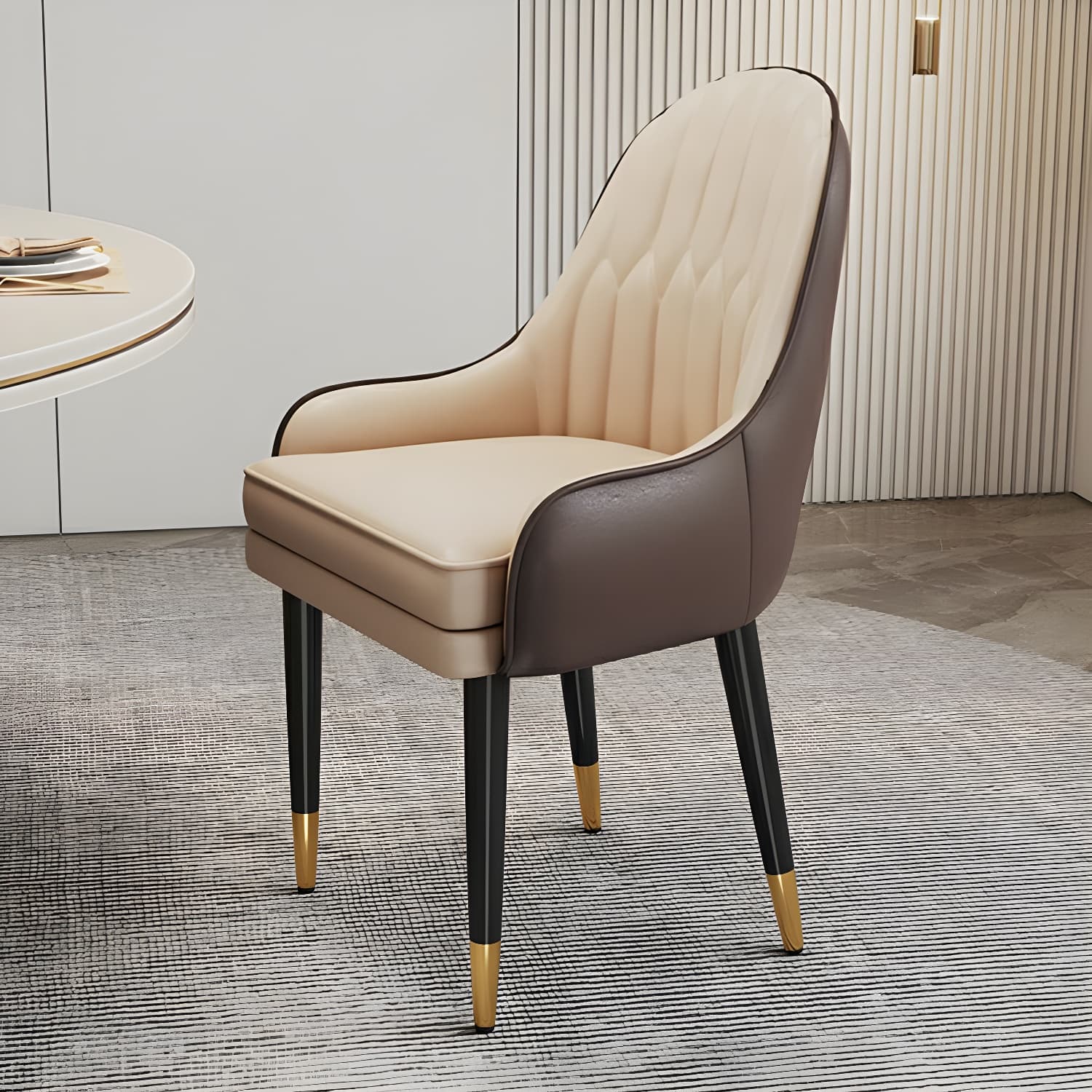 Glam Arm Chair with Upholstered Faux Leather, Solid Back, and Metal Legs - image 7