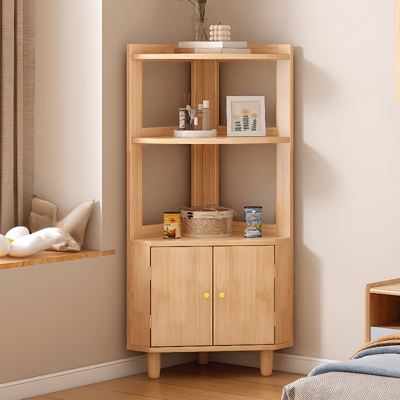 Art Deco Lumber Accent Cabinet Wood Color/Sepia Nook with Storage Cabinet, Pull Knobs and 5 Exterior Shelves/4 Exterior Shelves/3 Exterior Shelves - image 5