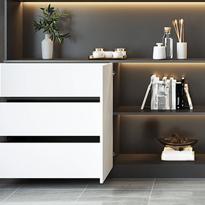 Standard/Wide Chalk 3 Drawers Closet 2 Shelves/1 Shelf Glass Doors Functional Storage Cabinet Sideboard - image 4