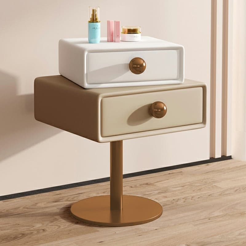 Modern Faux Leather Drawer Storage Nightstand in Narrow for Bedroom - image 4