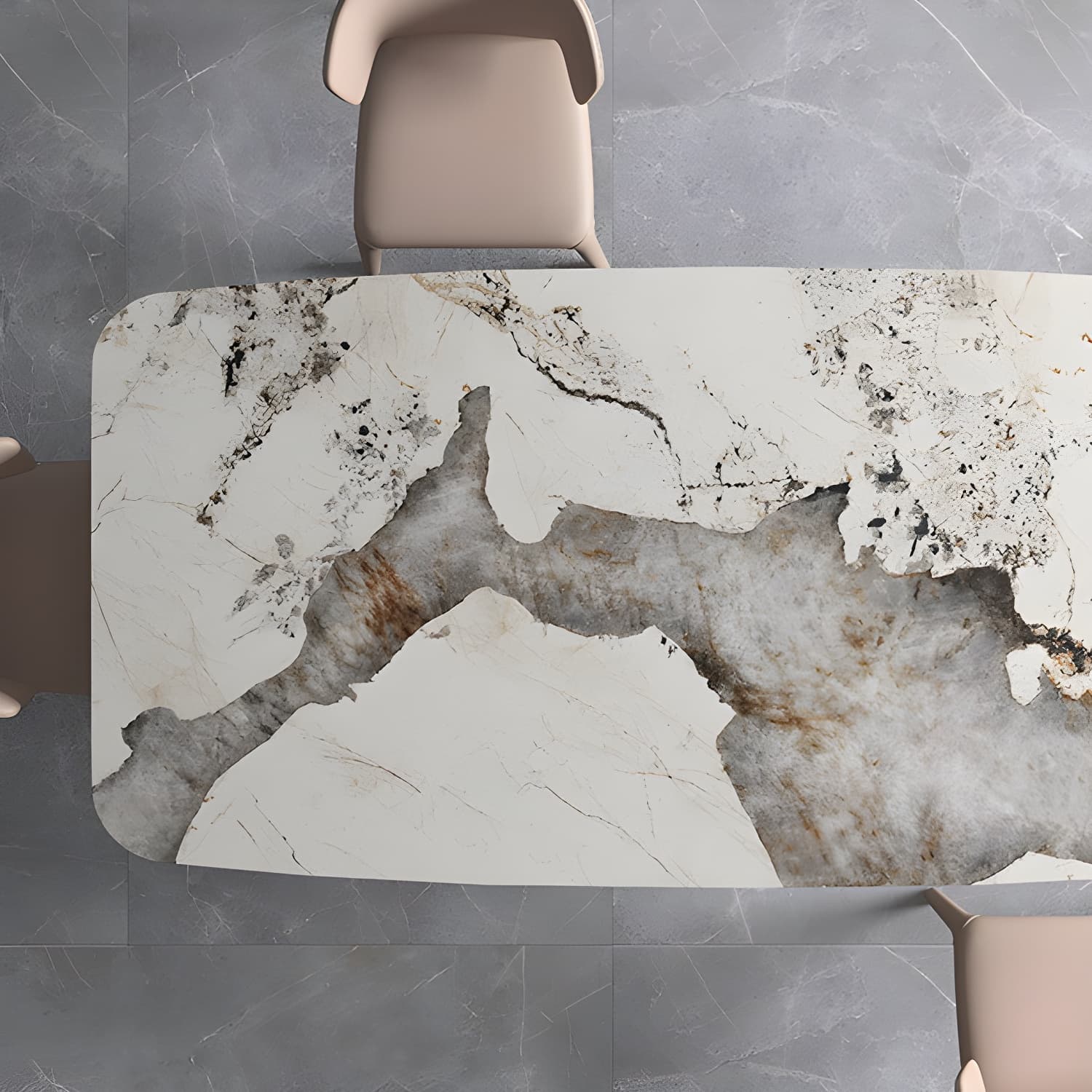 Luxury Sintered Stone Top Dining Table Rectangle White Table with Pedestal - image 8