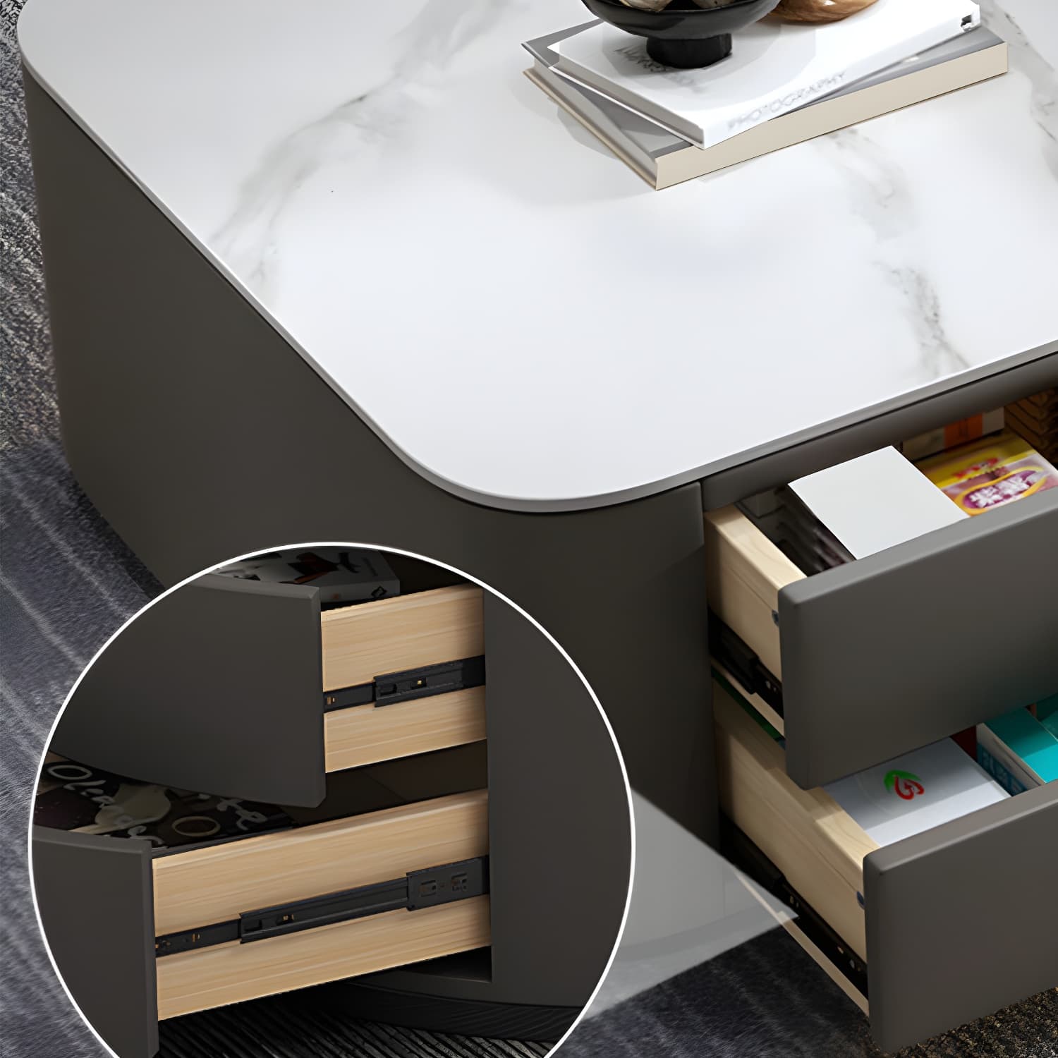 Square Coffee Table Glass Top 2 Nesting Coffee Table Set with Storage - image 20