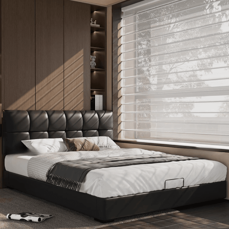 Solid Color Storage Bed/Platform Bed with 3 Storage Boxes, Pine Wood Frame, and Button-tufted Design for Living Room
