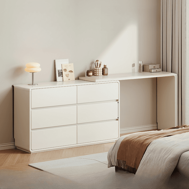 Large Vanity Set with Lumber Table Top, White Seating, 6/3 Drawers, Light Up Mirror, Chair, and Scalable Design - image 4