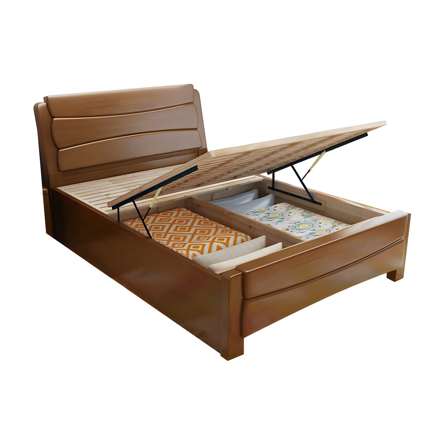 84.65 inch Wide Traditional Bed Frame Rubberwood Standard Bed with Headboard - image 9