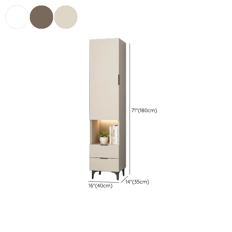Rectangle Utility Cabinet with Locker, Glass Door, Pull Bars, White/Espresso/Off White Top, Soft Close Drawer, and Light - image 16