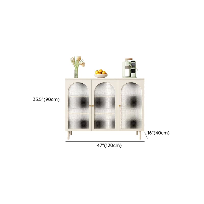 White Trendy Sideboard with 3 Drawers, Narrow/Standard Size, 3/6 Shelves, Lumber Countertop, and Glass-panel Door - image 13
