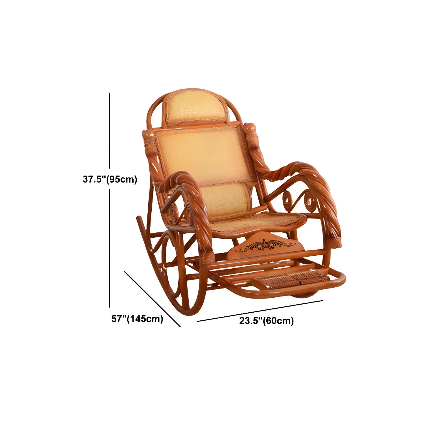 Traditional Rocking Chair Wicker Spindle Backrest Solid Color Indoor Rocking Chair - image 19