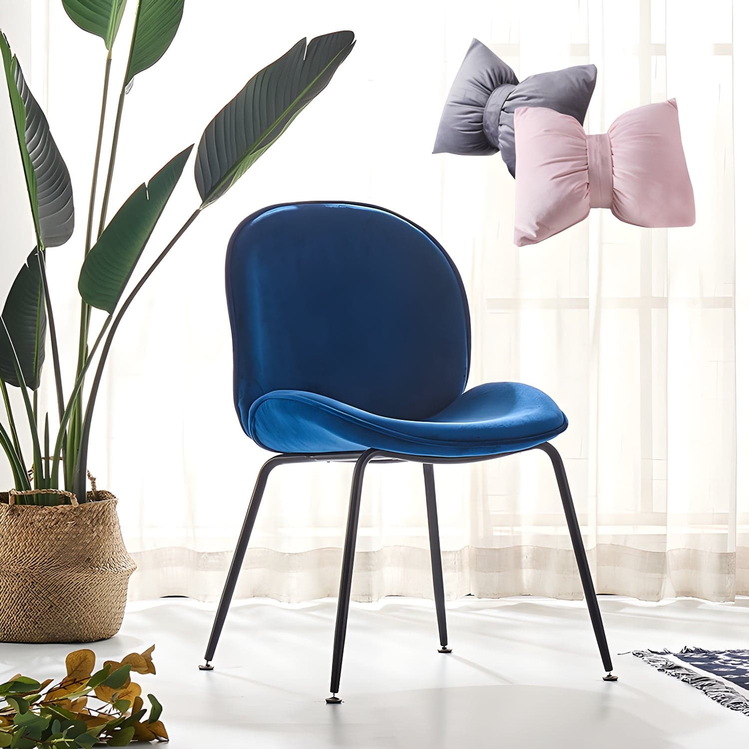 Metal Scandinavian Restaurant Side Chair Matte Finish Wingback Dining Chair - image 3