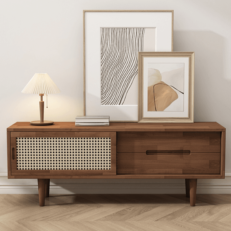 Simplistic Oak Wood TV Stand with 2 Drawers and 2 Cabinets - image 15