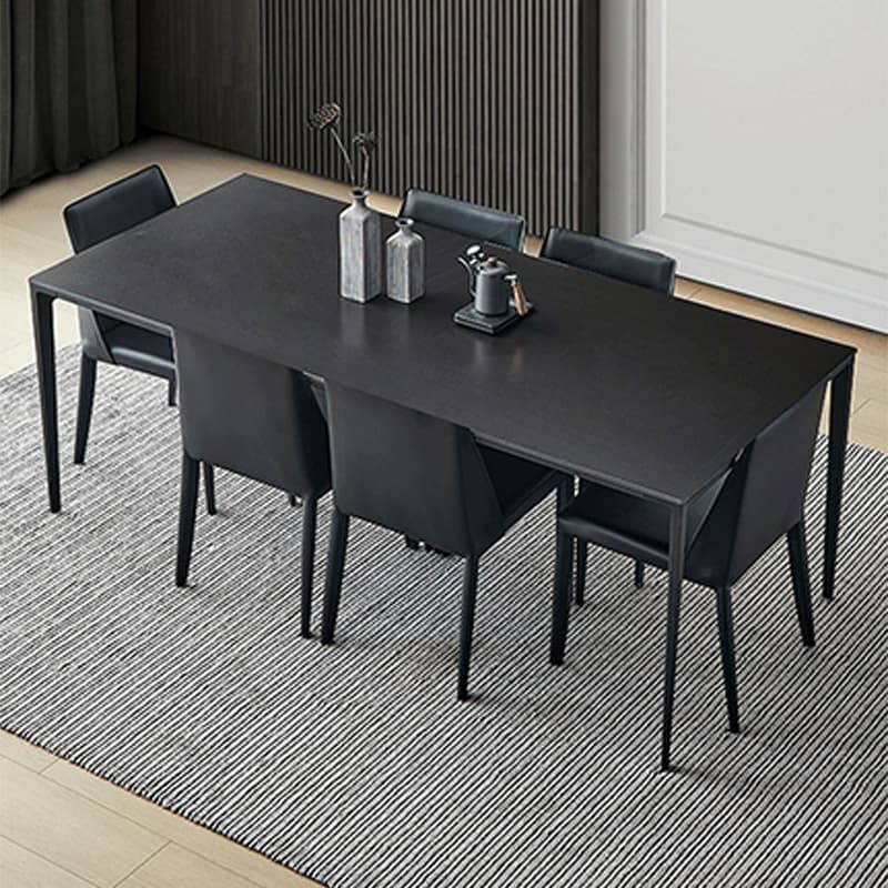 Elegant Industrial Style Dining Set in Black - 7 Piece with Metal Material - image 3