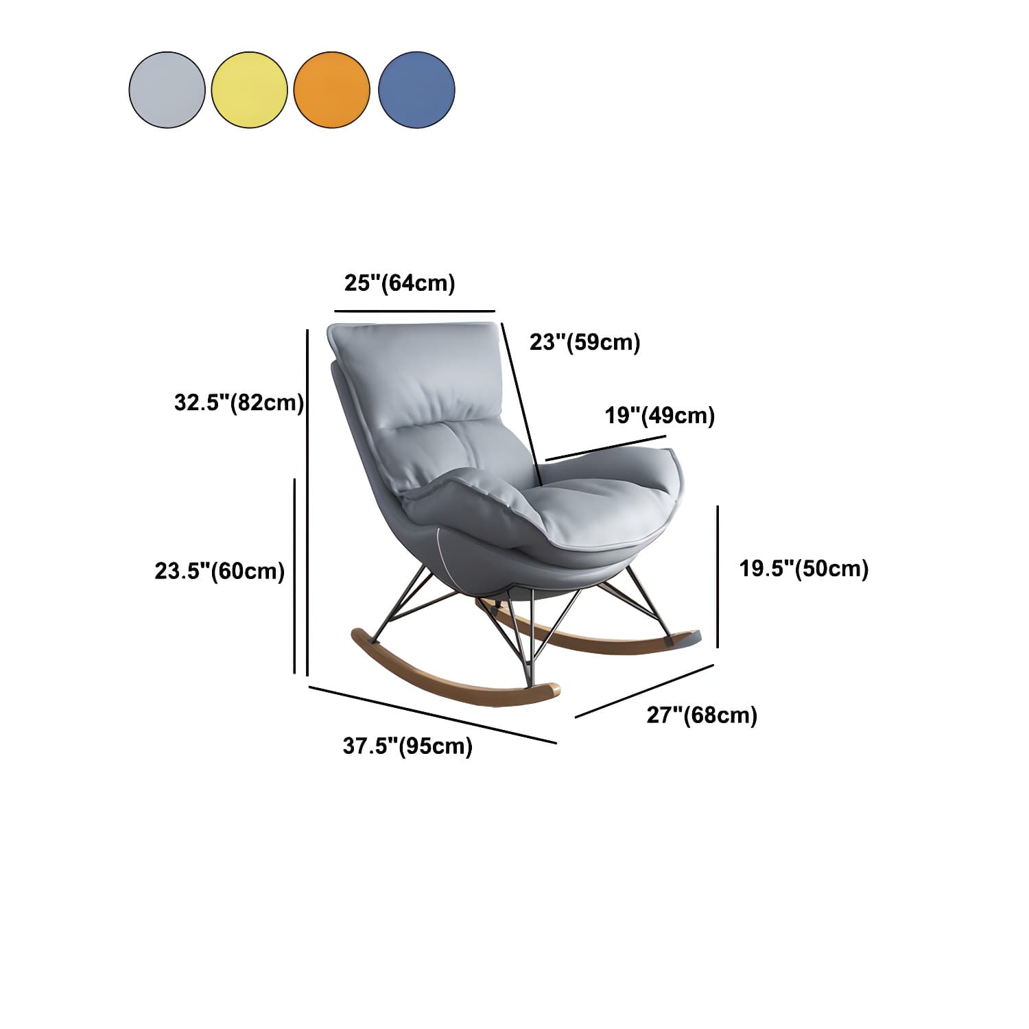 Contemporary Rocking Chair Cotton Upholstered Tufted Wing Chair Back Baby Rocking Chair - image 19